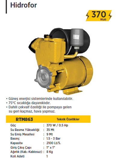 RTR Max Hidrofor (370 Watt)