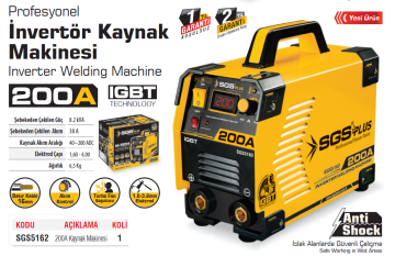 SGS5162 Profesyonel 200 Amper İnvertör Kaynak Makinesi