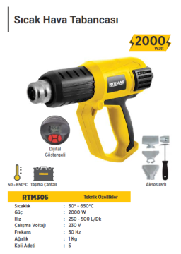 RTR Max Sıcak Hava Tabancası (2000 Watt)