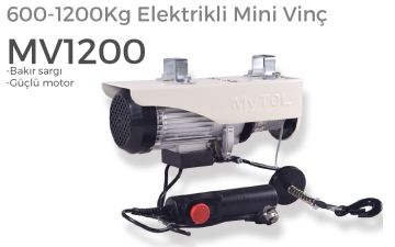 MyTOL MV1200 - Bakır Sargı Elektrikli Yük Kaldırma Vinçi 600-1200 KG