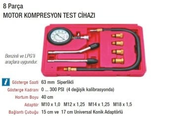 NT TOOLS NT0031 - Benzin Motor Kompresyon Test Kiti Cihazı