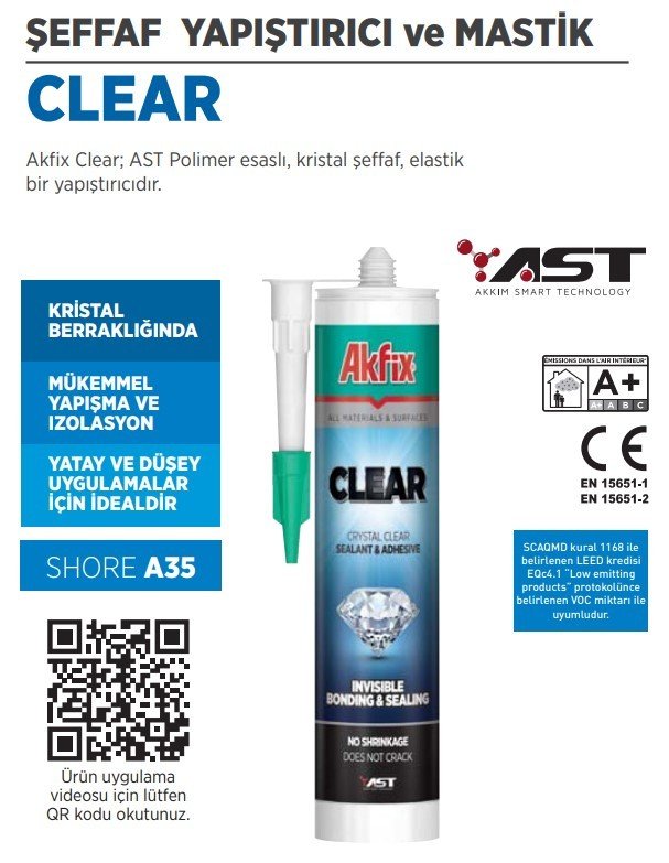 AKFİX MS737 Clear Ms Polimer Mastik / Şeffaf - 290 ml / 12 Adet