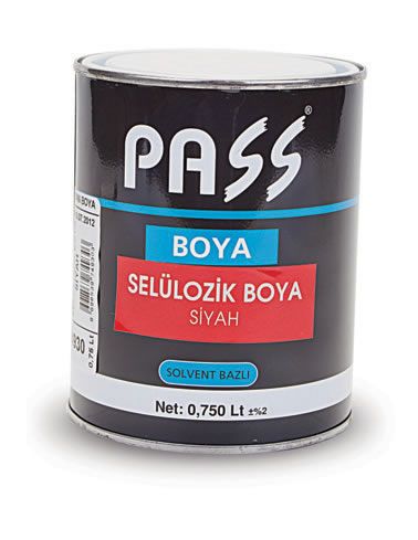 Pass Selülozik Boya 750 ml Siyah ( 6 Adet )