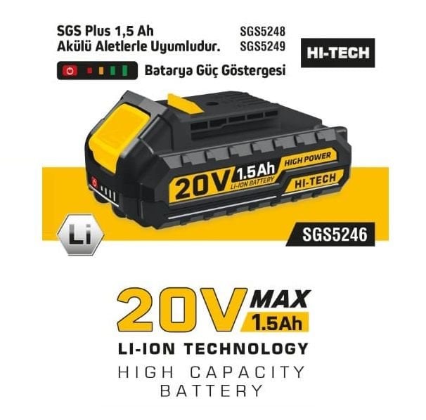 SGS5246  Akülü Vidalama Yedek Batarya 20 Volt - 1.5 Amper