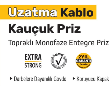 SGS Uzatma Kablo Kauçuk Tekli Priz - Topraklı Monofoze Entegre Priz