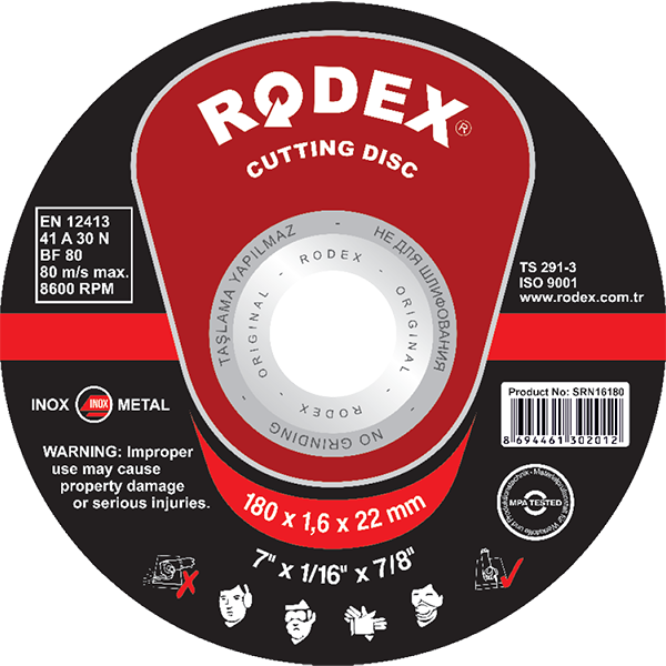 RODEX İnox Kesme Taşları 115x1x22 - 600 Adet