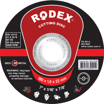 RODEX İnox Kesme Taşları 115x1x22 - 600 Adet