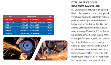 RODEX Metal- İnox Kesme Taşı