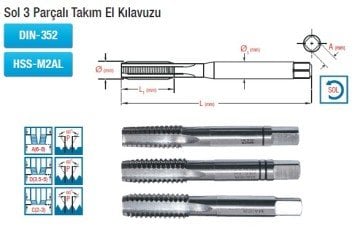 MAİER Sol 3 Parçalı Takım El Kılavuzu (DIN-352) (HSS-M2AL)