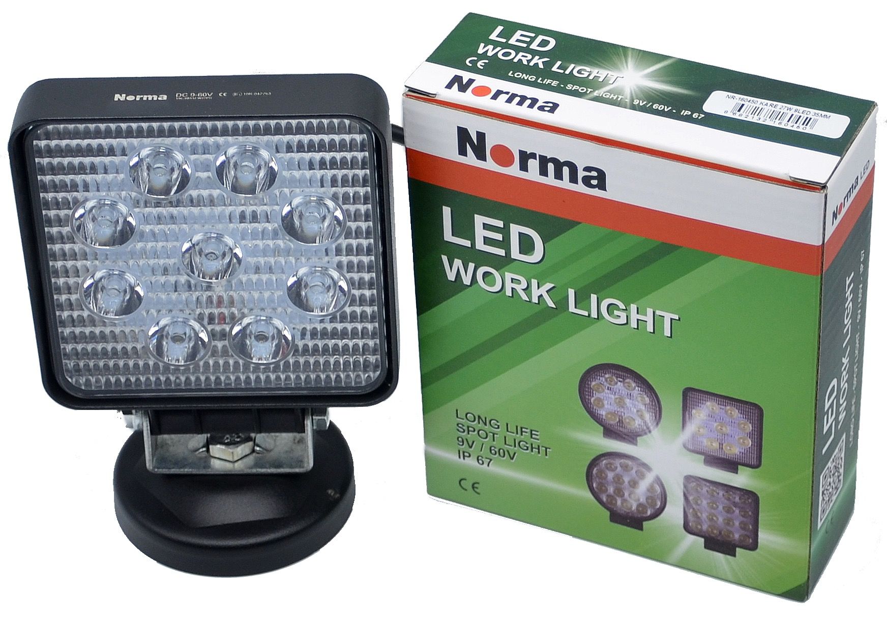 NORMA NR160450 Kare Çalışma Lambası Kalın 27 Watt 9 LED