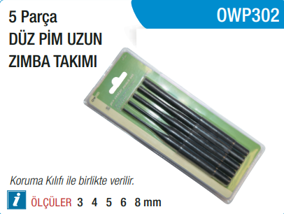 OWDEN 5 Parça Düz Pim Uzun Zımba Takımı