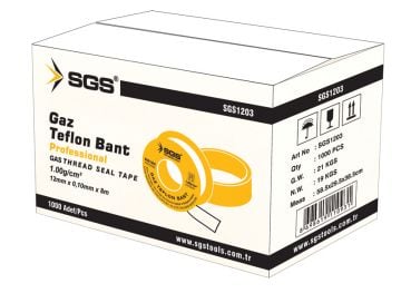 SGS1203 Gaz Teflon Bant Professional 12mm x 8 Metre / 1.00g/cm (10 ADET)