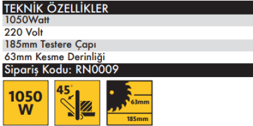 ROWN RN0009 Dairesel Sunte Kemse Testere Makinası 185mm