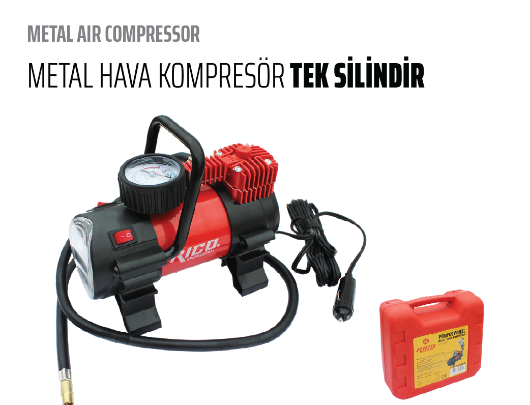 RİCO 12 Volt Metal Hava Kompresör Tek Silindir (FY-118)