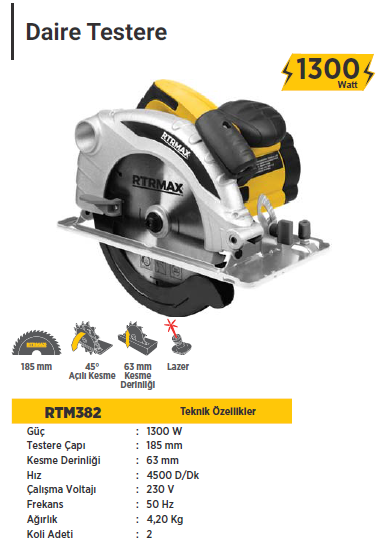 RTR Max Lazerli Daire Testere (1300 Watt)