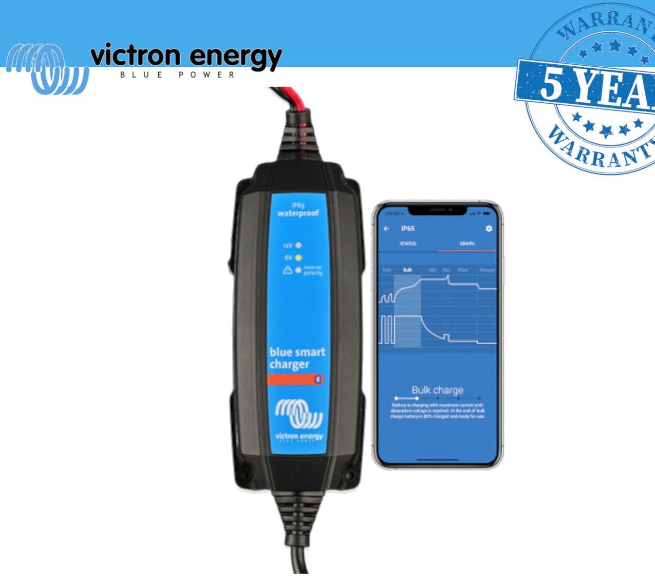 Blue Smart IP65 Charger 6V/12V-1.1 + DC connector