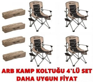 KAMP KOLTUĞU, KAMP SANDALYESİ, KATLANIR KAMP SANDALYESİ, KOLTUK, SANDALYE 4'LÜ PAKET SET BEJ 150KG TAŞIMA KAPASİTELİ BARDAKLIKLI ARB 10500101