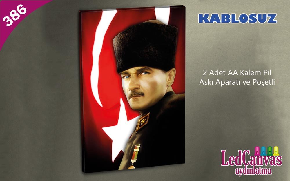 Atatürk Kalpaklı Led Işıklı Tablo