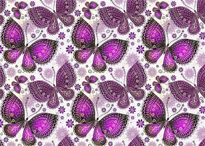 Mor Kelebek Desenli Dijital Baskılı Dekor Halı