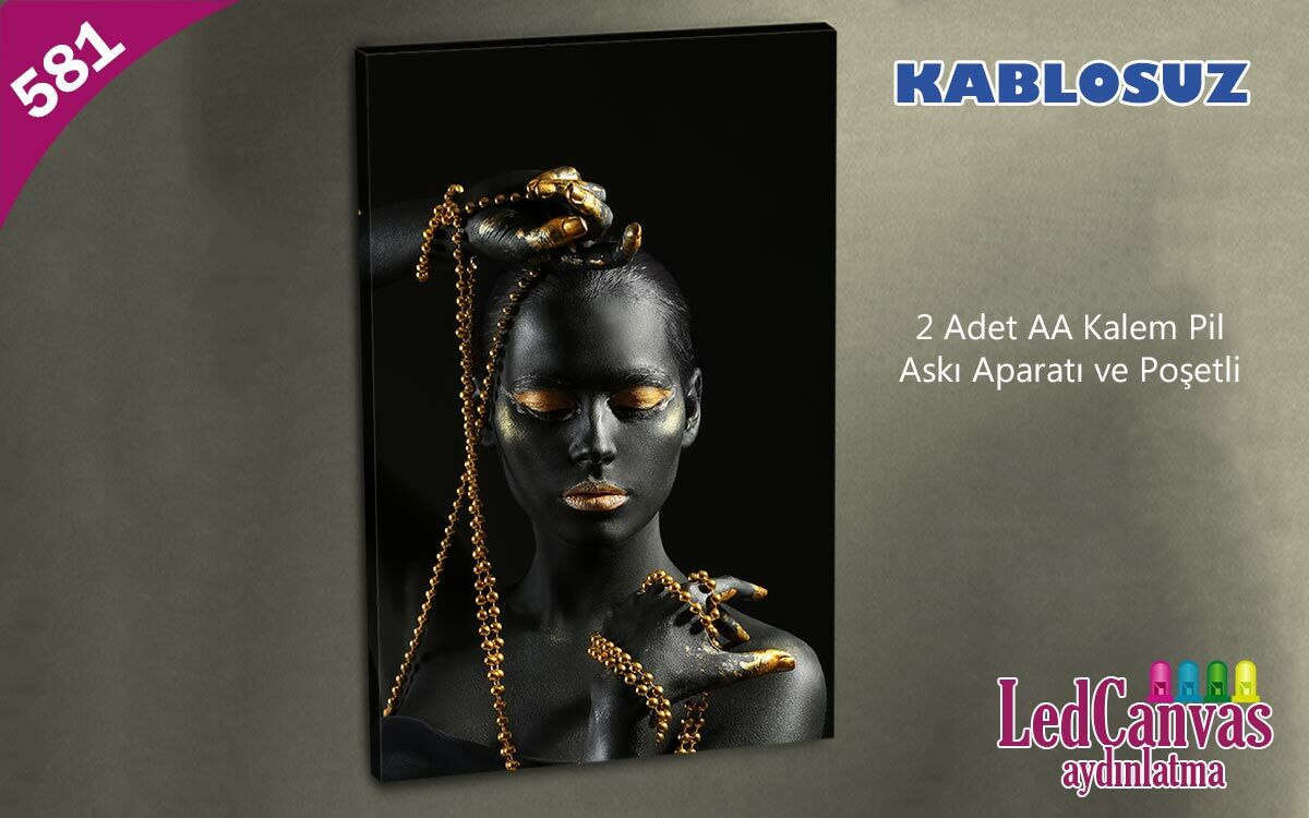 Afrikalı Kadın ve Zincirler Led Işıklı Kanvas  Tablo