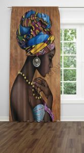 Afrikalı Kadın   Dijital Baskılı Fon Perde Tek Kanat 140x260 cm