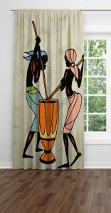 Afrikalı Kadınlar Fon Perde Tek Kanat 140x270 cm