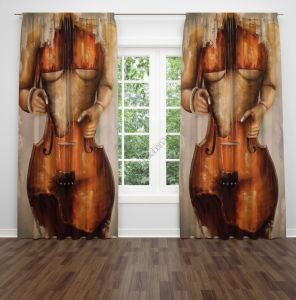Gitarlı Nü Kadın Fon Perde