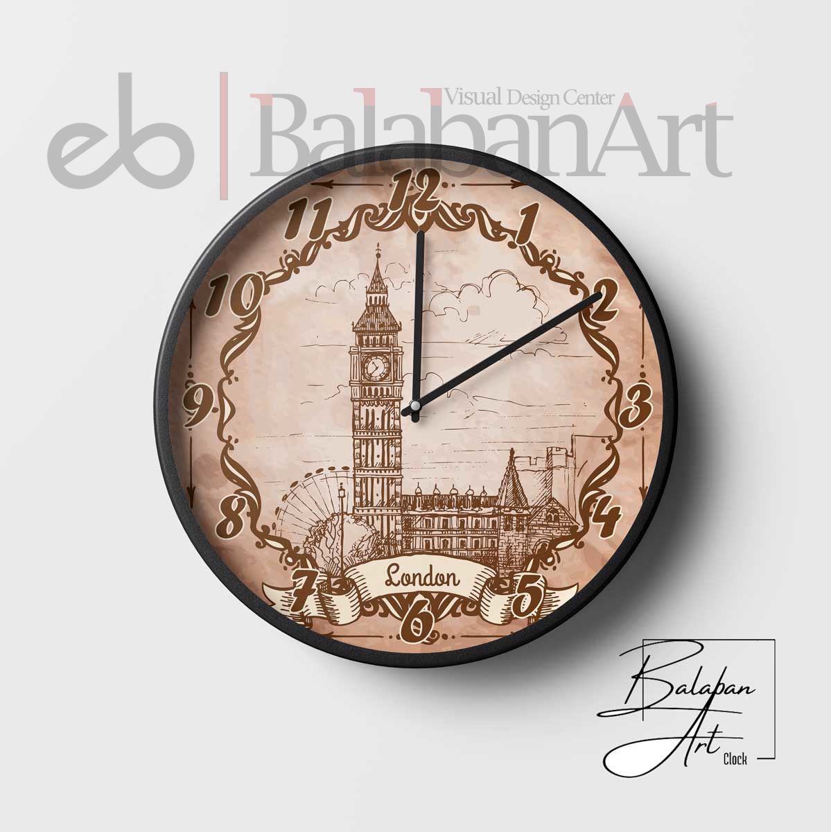 London Londra Saat El Yapımı Büyük Boy Duvar Saati 50 x 50 cm