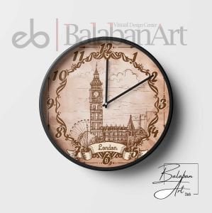 London Londra Saat El Yapımı Büyük Boy Duvar Saati 50 x 50 cm
