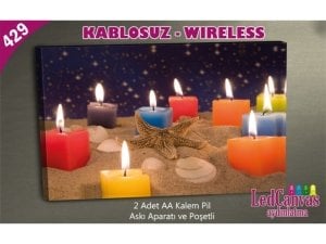 Renkli Mumlar Led Işıklı Kanvas Tablo