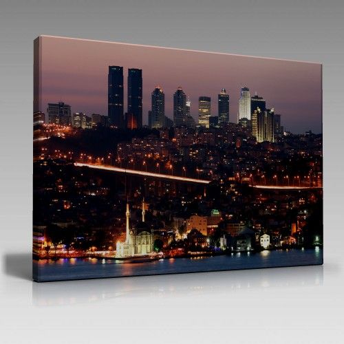 İstanbul Gece Şehir ve Işıklar Tablo