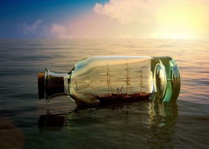 Cam Şişede Gemi Dijital Baskılı Dekor Halı