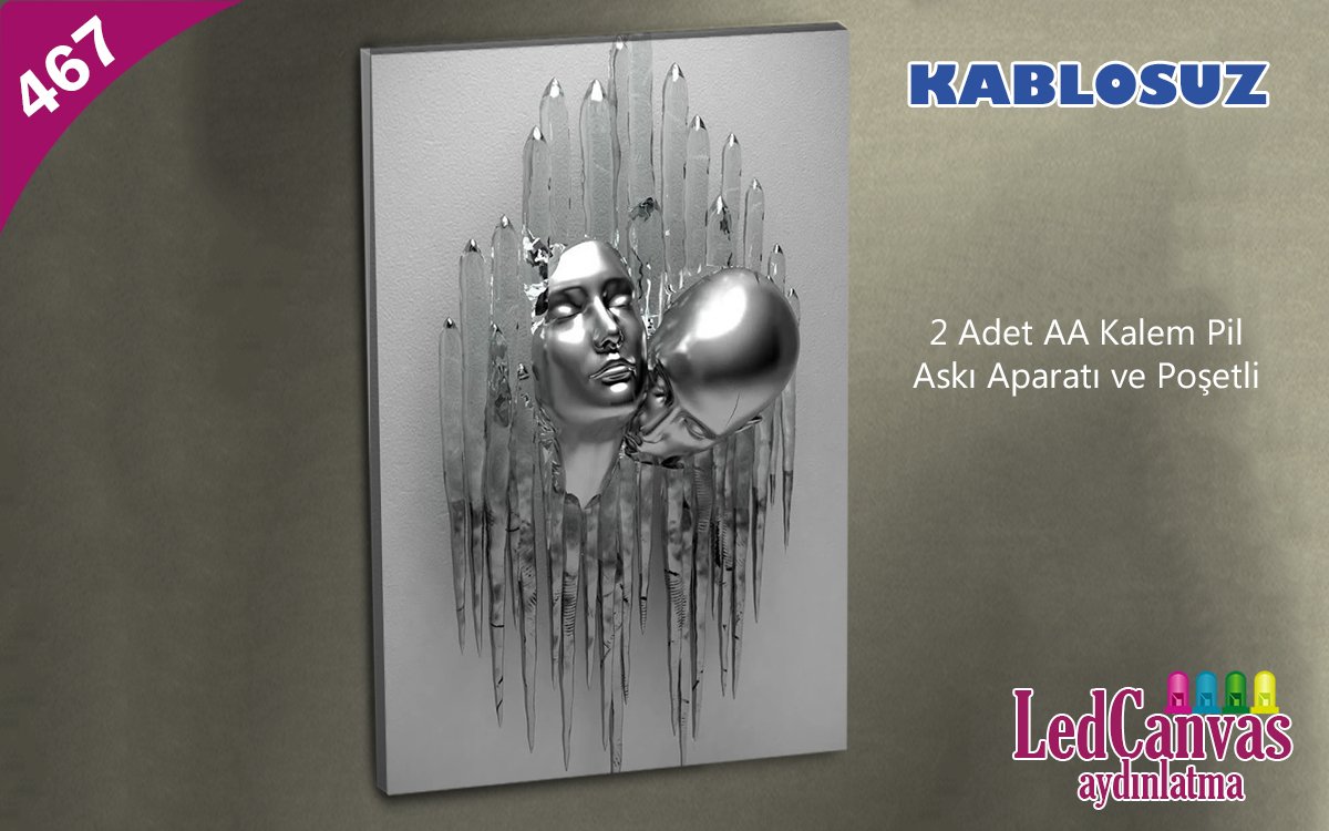 Metalik Sevgililer Işıklı Tablo