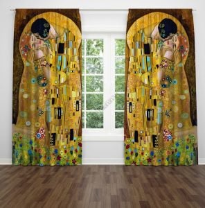 Gustav Klimt Öpücük Tek Kanat Fon Perde