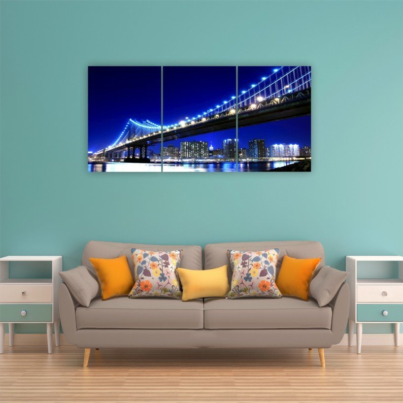New York Golden Gate Köprüsü Parçalı Canvas Tablo
