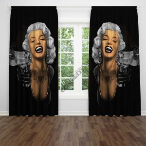 marilyn monroe and weapon dijital baskılı fon perde