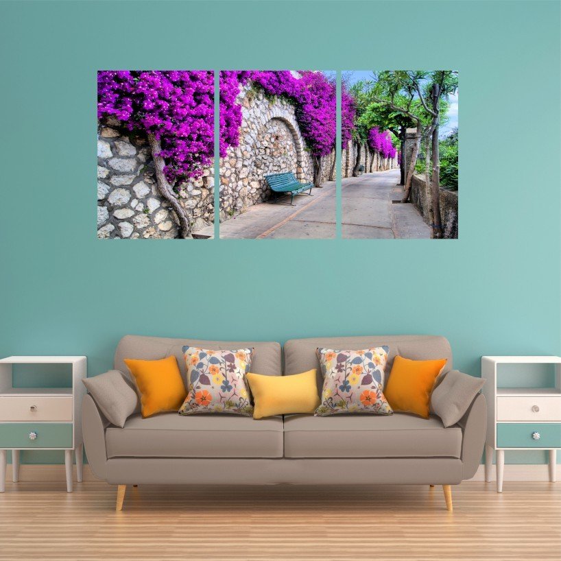 Mor Çiçekler Canvas Tablo
