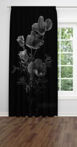Siyah Beyaz Gelincik Tek Kanat Fon Perde Tek Kanat 140x260 cm