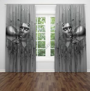 Buzdan Kadın ve Adam Fon Perde Çift Kanat 280x260 cm