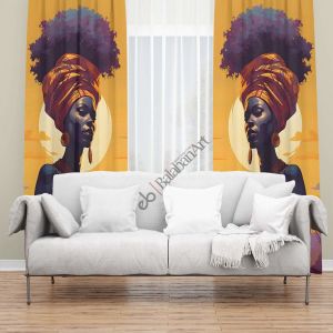 Africa Women Siyahi Kadın Baskılı Perde