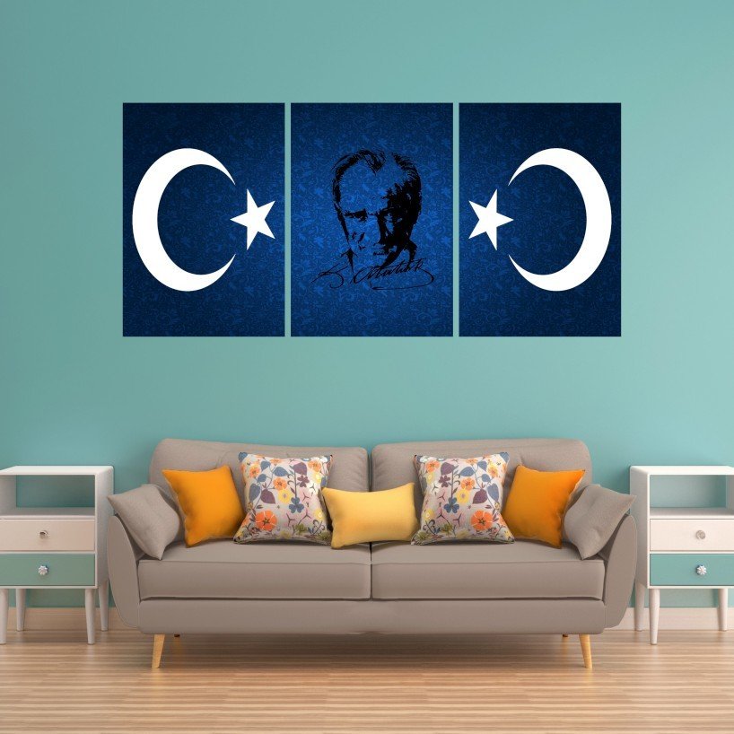 Türk Bayrağı Ve Atatürk Canvas Tablo