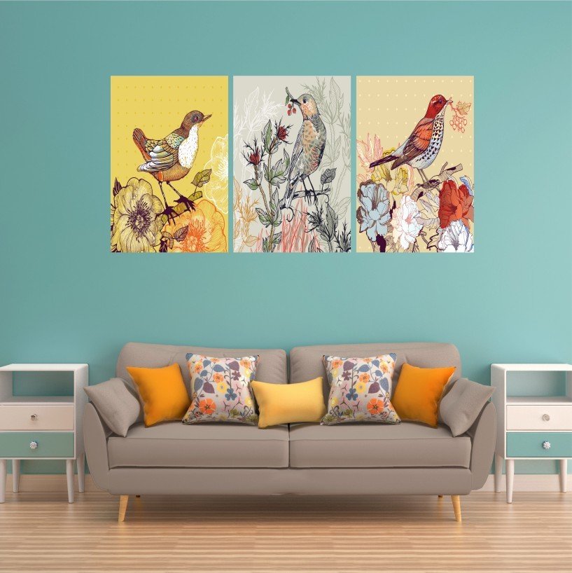 Somutlu Kuş Sanatı Canvas Tablo