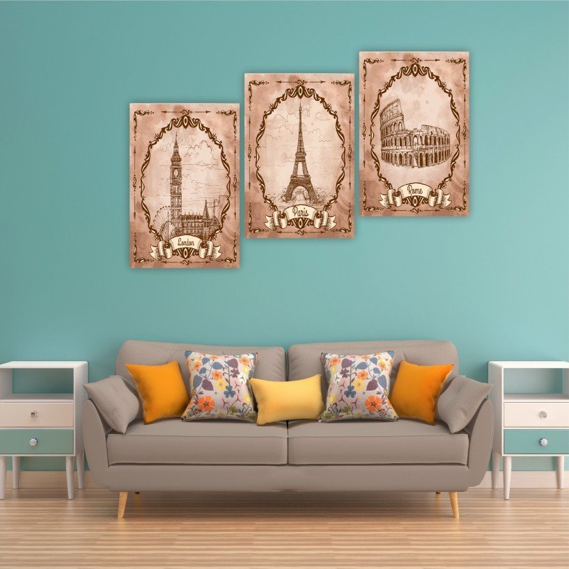 Paris London Rome Canvas Tablo