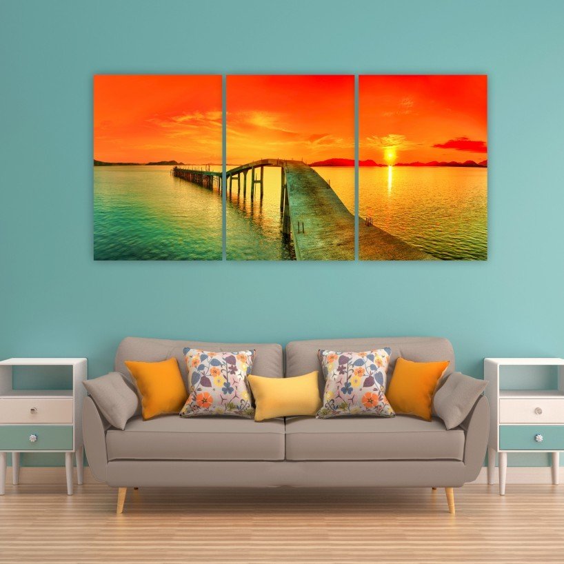 Deniz Manzarası Ve Güneşin Doğuşu Canvas Tablo