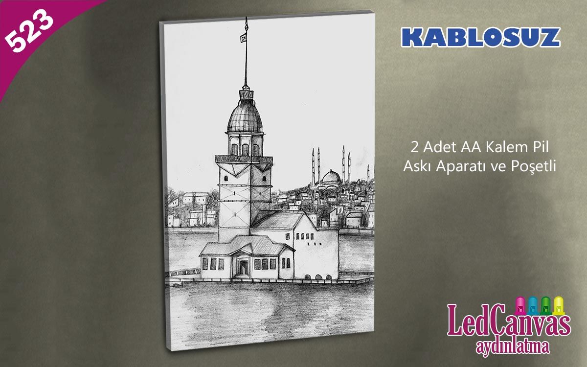 Karakalem Kız Kulesi Işıklı Tablo