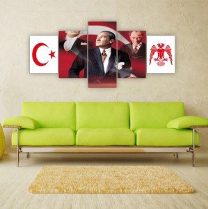 Mustafa Kemal Atatürk Parçalı Kanvas Tablo