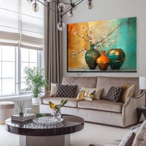 Vazoda Çiçek Yağlıboya Kanvas Tablo Büyük Boy 100*150 CM