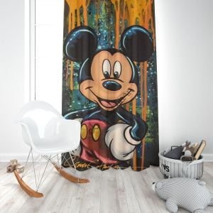 mickey mouse çocuk odası baskılı fon perde