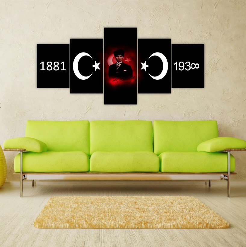 Atatürk 1881-1938 Parçalı Kanvas Tablo
