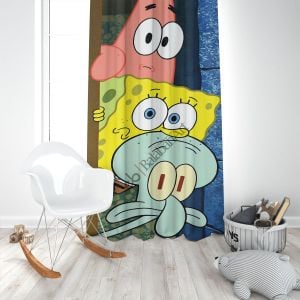 SüngerBob KareŞort dijital baskılı çocuk odası fon perde